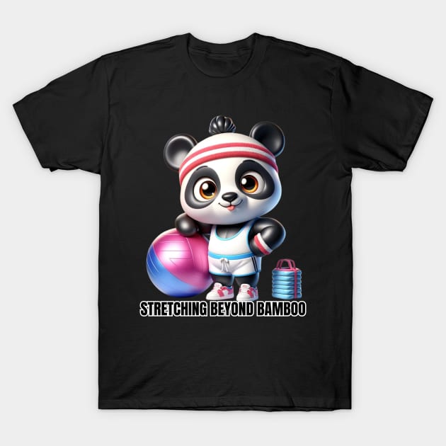 Panda Fitness Fun - Stretching Beyond Bamboo Active Wear T-Shirt by vk09design